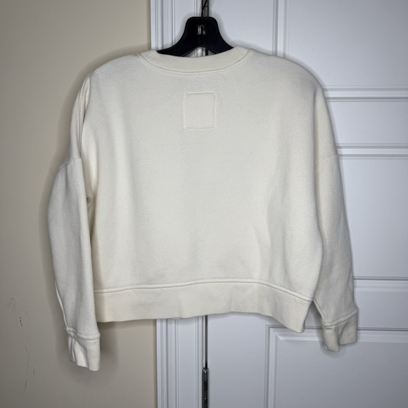 Madewell MWL Betterterry Embroidered Crop Sweatshirt Beige Off-white Womens XXS - Picture 2 of 7